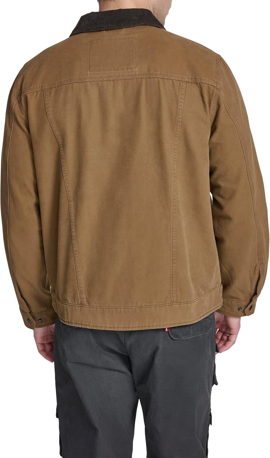 imageLevis Mens Workwear Cotton Canvas Corduroy Collar Depot JacketBrown Lightweight