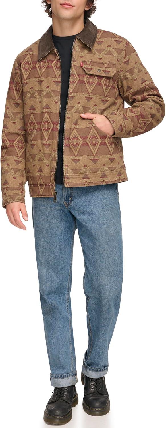 imageLevis Mens Workwear Cotton Canvas Corduroy Collar Depot JacketGeometric Print