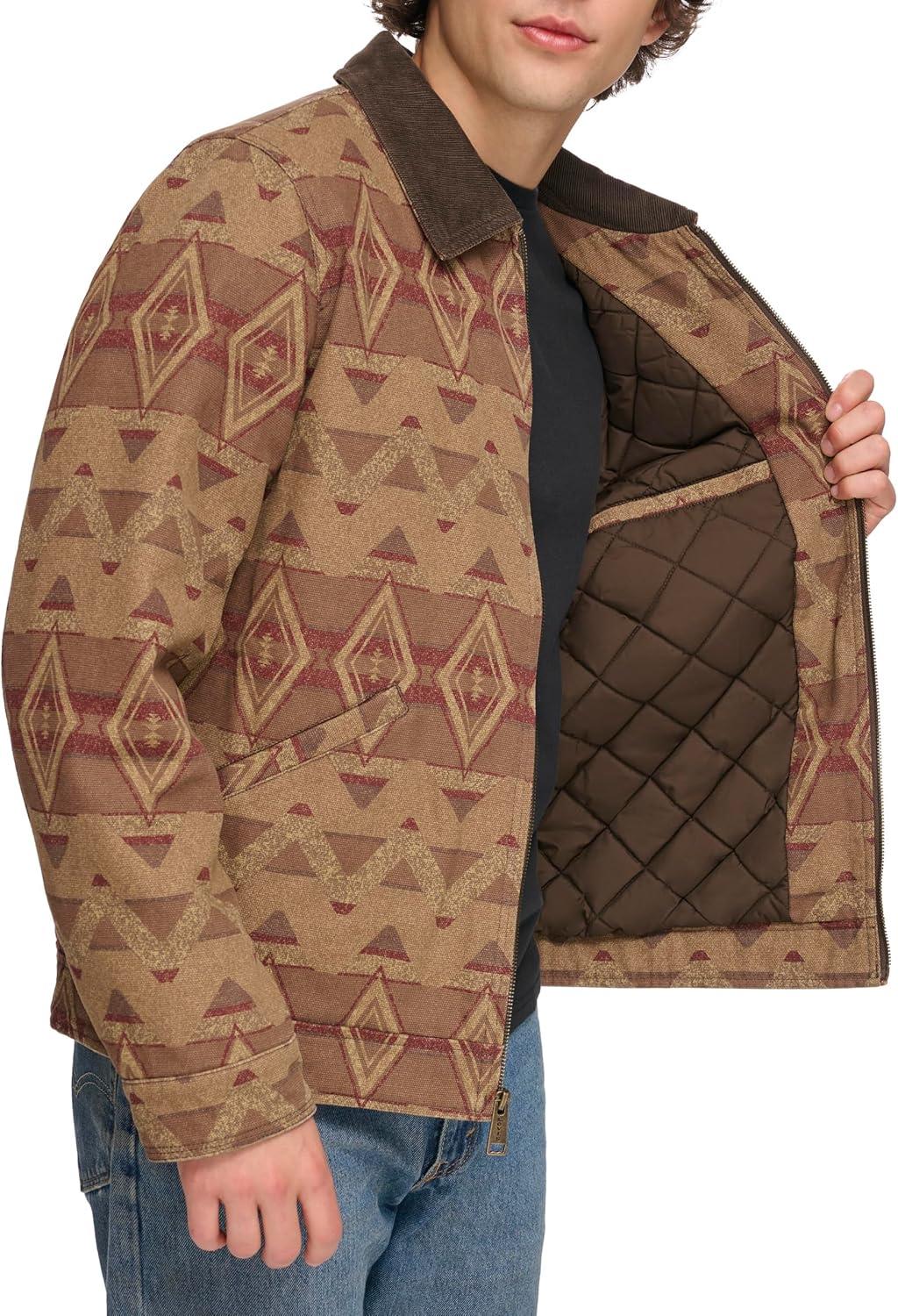 imageLevis Mens Workwear Cotton Canvas Corduroy Collar Depot JacketGeometric Print