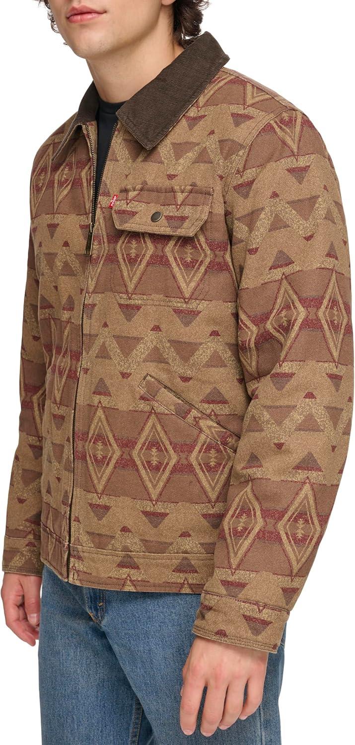 imageLevis Mens Workwear Cotton Canvas Corduroy Collar Depot JacketGeometric Print
