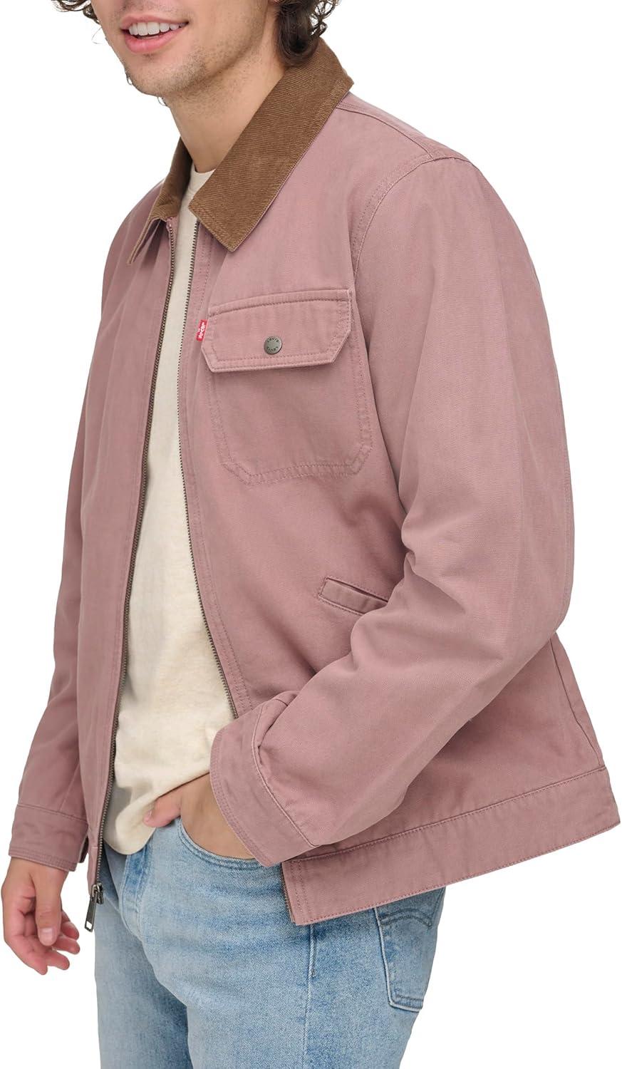 imageLevis Mens Workwear Cotton Canvas Corduroy Collar Depot JacketMauve Lightweight