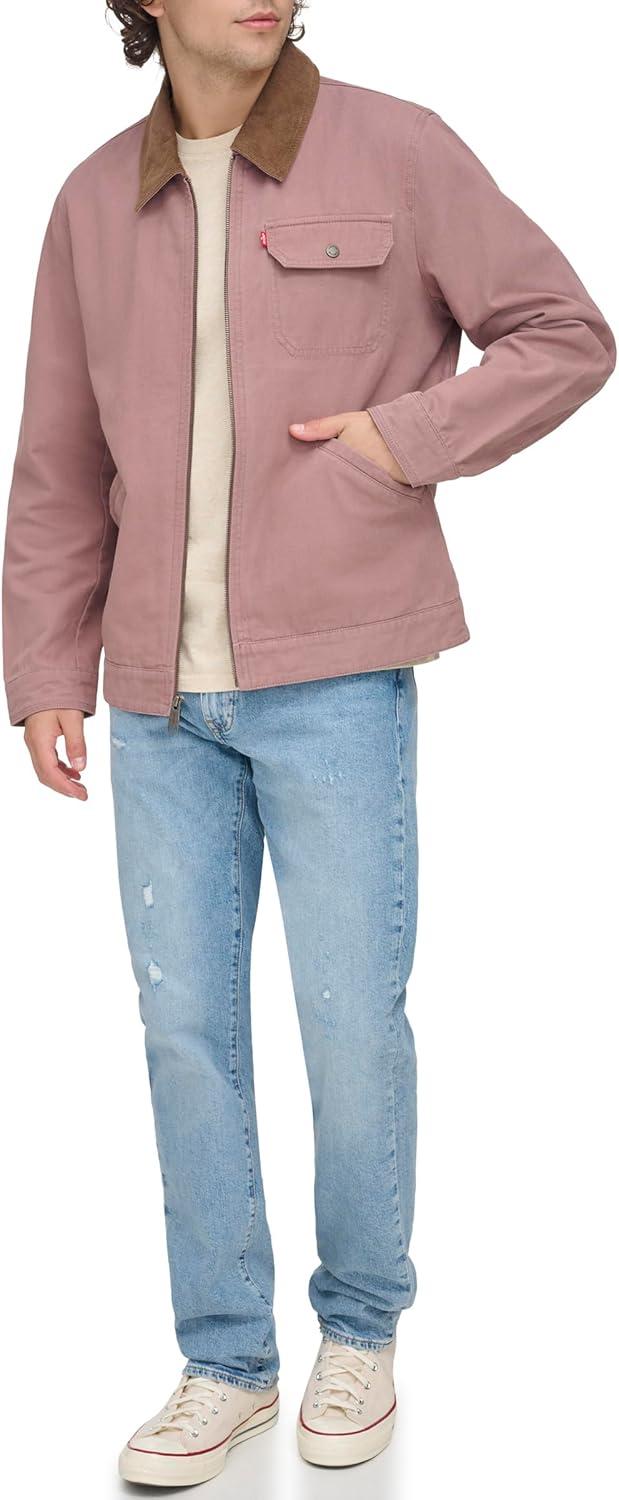 imageLevis Mens Workwear Cotton Canvas Corduroy Collar Depot JacketMauve Lightweight