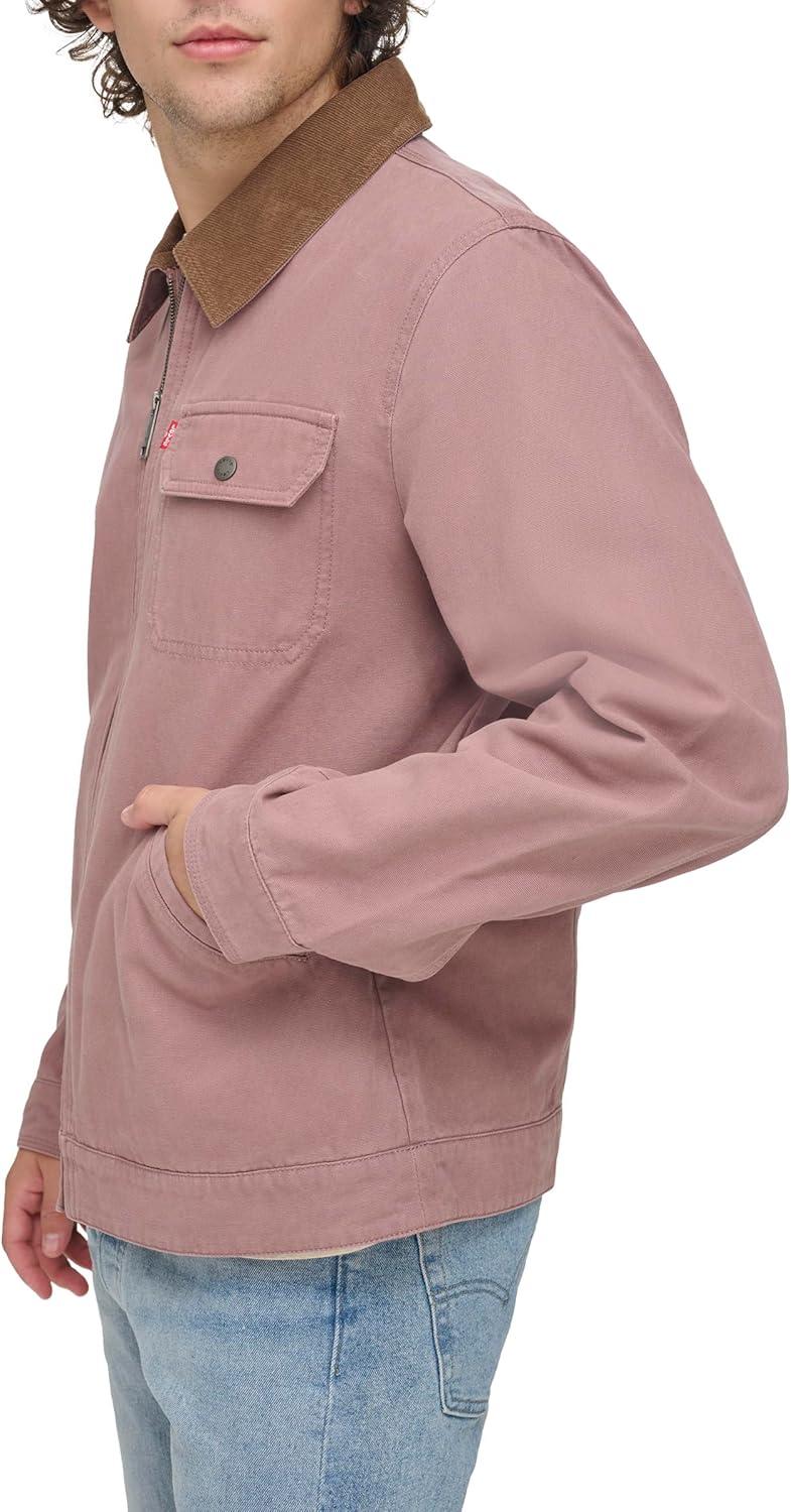 imageLevis Mens Workwear Cotton Canvas Corduroy Collar Depot JacketMauve Lightweight