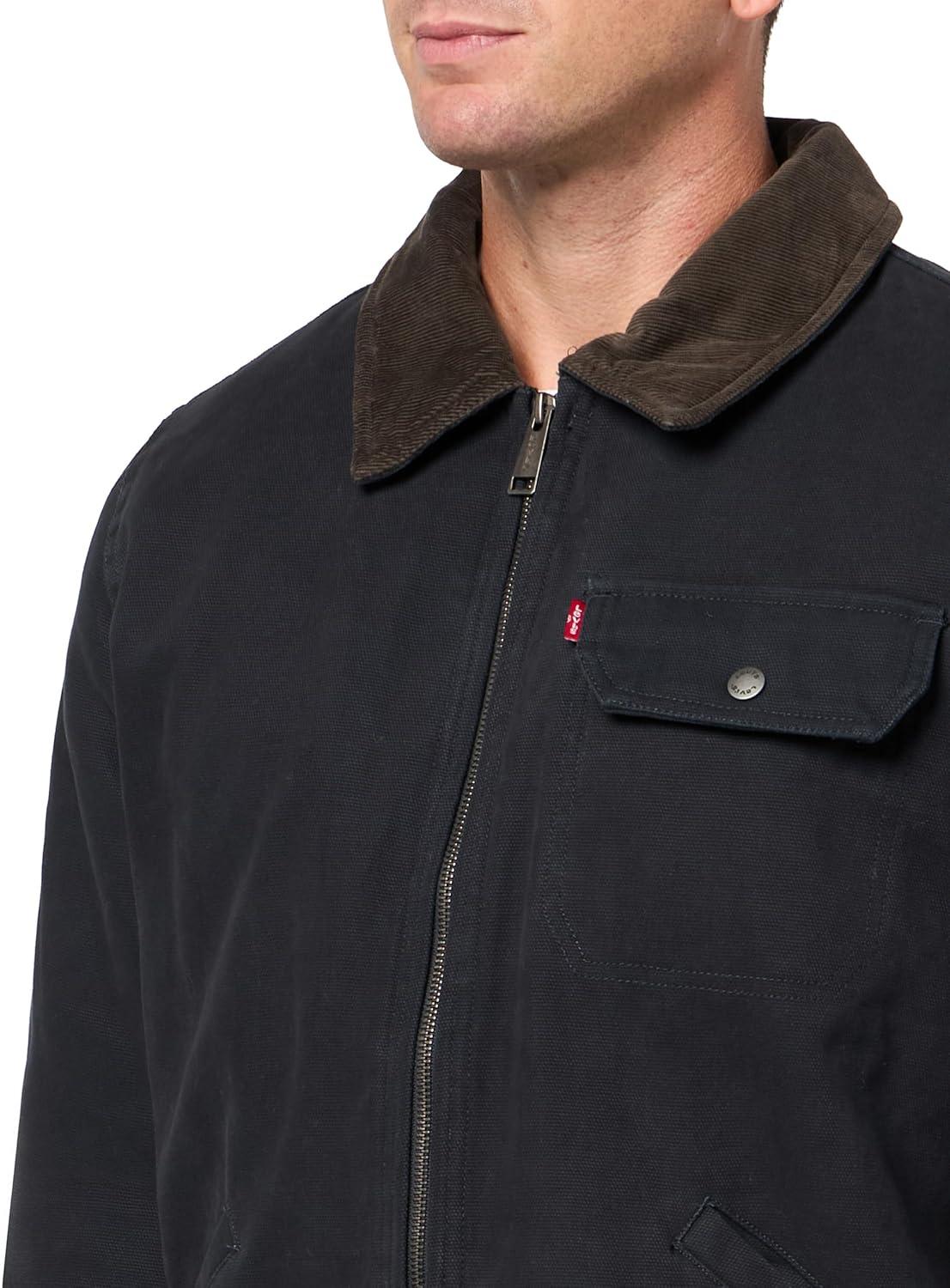 imageLevis Mens Workwear Cotton Canvas Corduroy Collar Depot JacketNavy Quilt Lined
