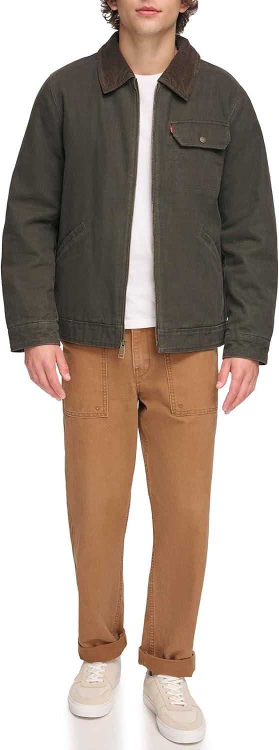 imageLevis Mens Workwear Cotton Canvas Corduroy Collar Depot JacketOlive