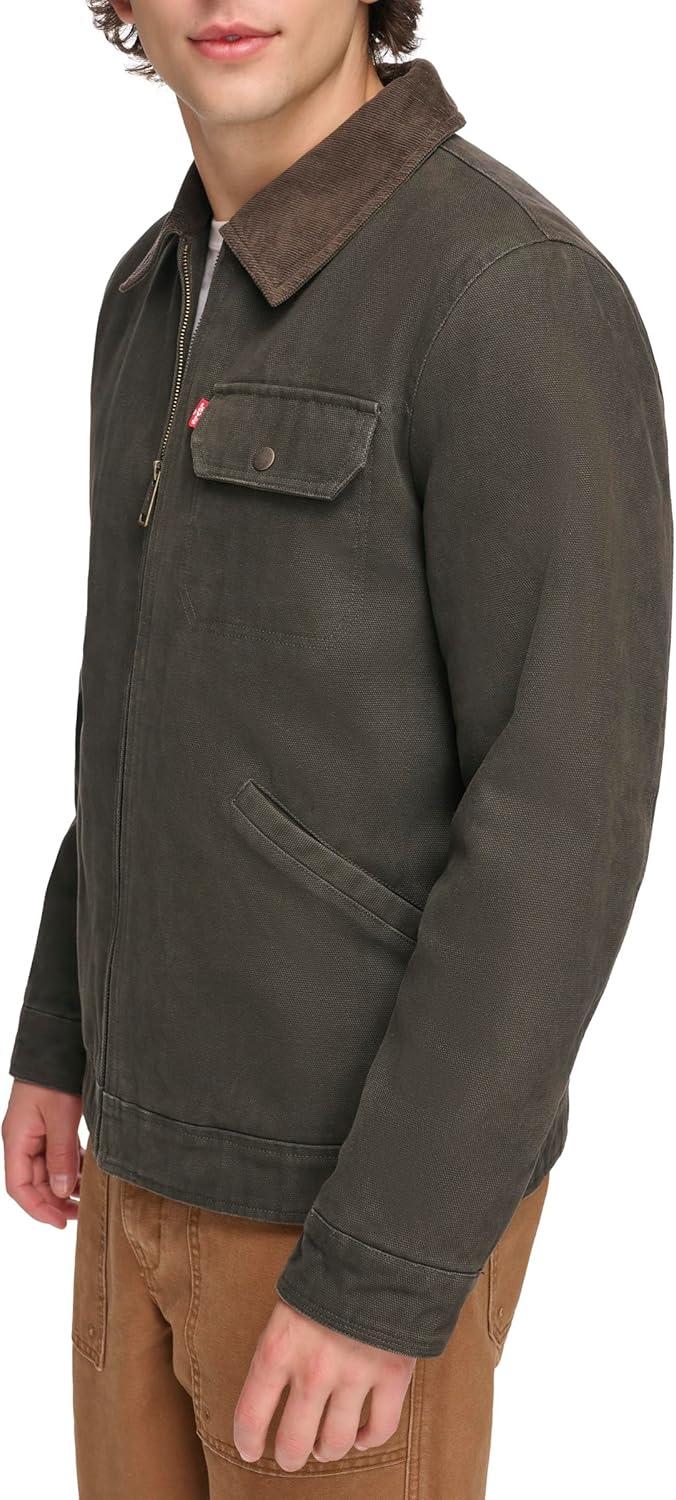 imageLevis Mens Workwear Cotton Canvas Corduroy Collar Depot JacketOlive
