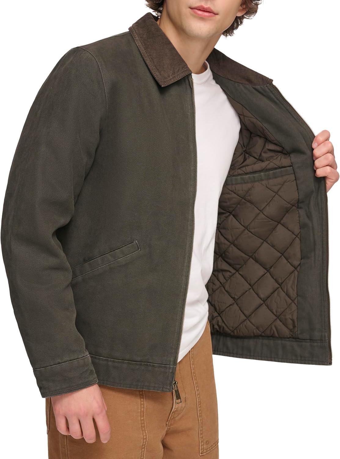 imageLevis Mens Workwear Cotton Canvas Corduroy Collar Depot JacketOlive