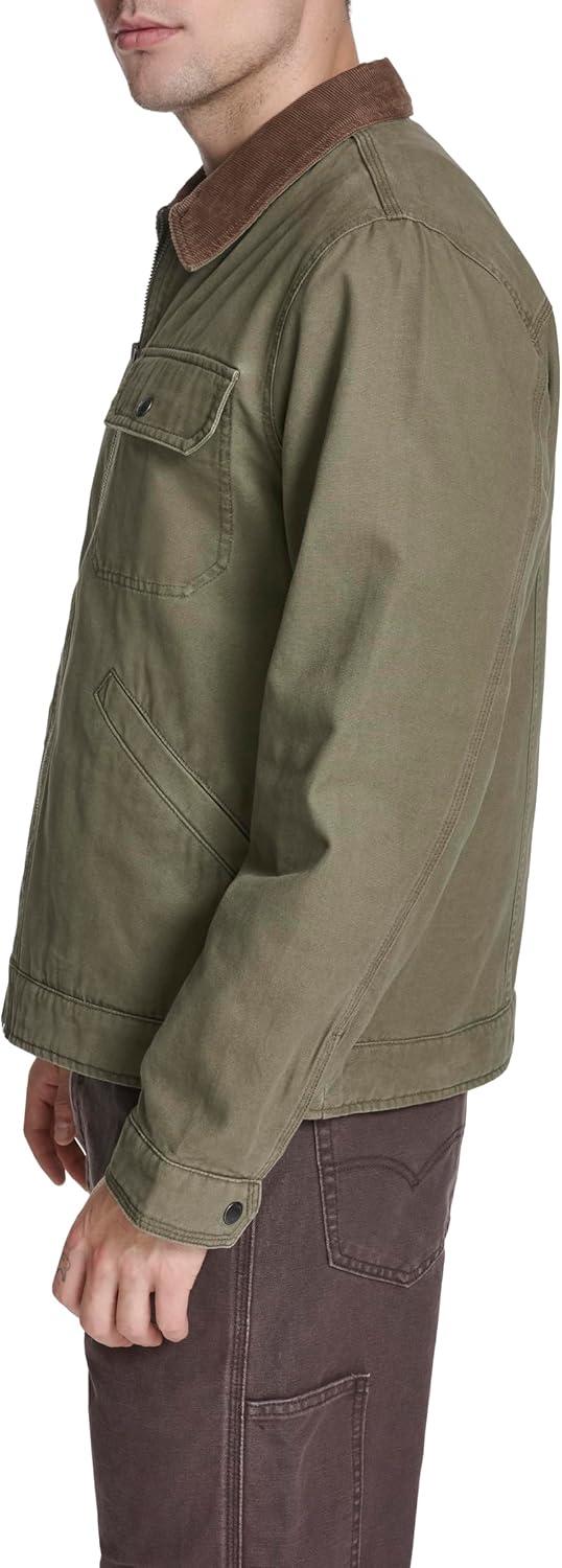 imageLevis Mens Workwear Cotton Canvas Corduroy Collar Depot JacketOlive Tree Lightweight