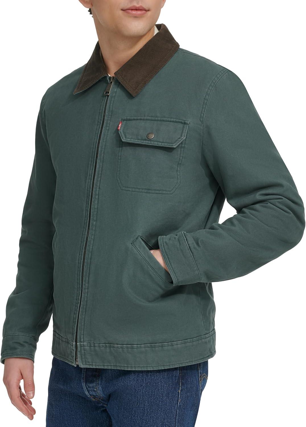 imageLevis Mens Workwear Cotton Canvas Corduroy Collar Depot JacketUrban Chic Quilt Lined