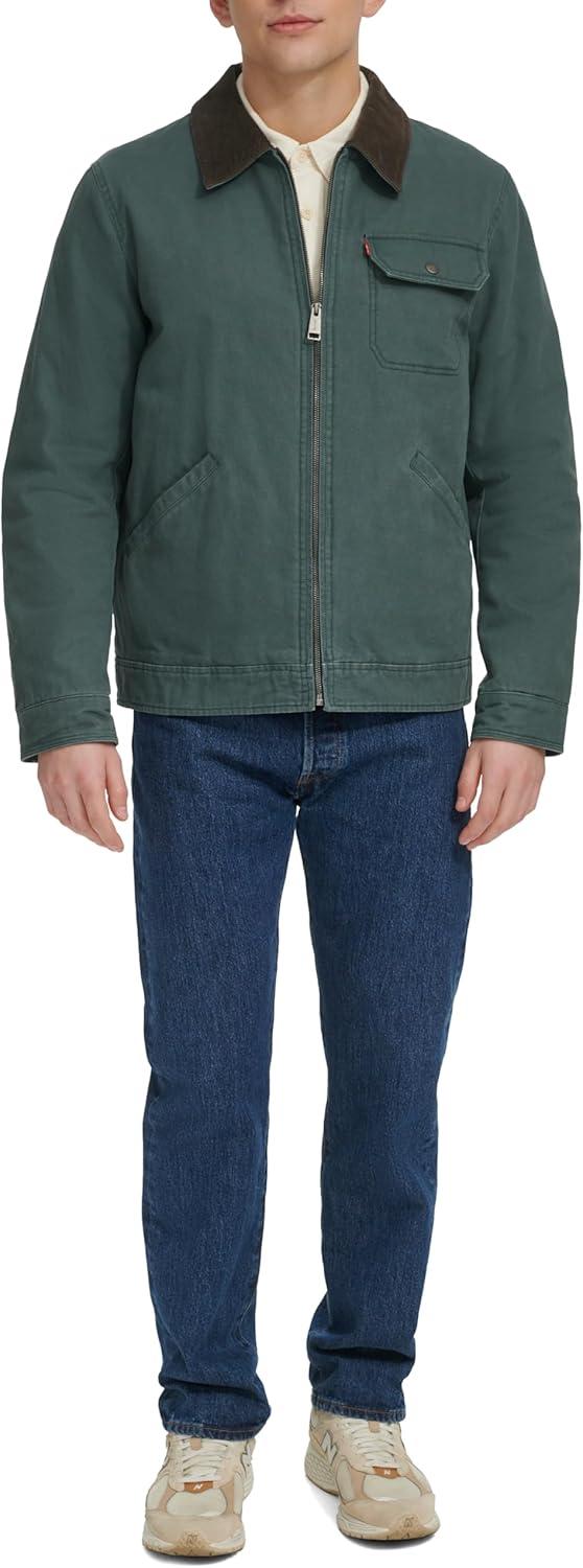 imageLevis Mens Workwear Cotton Canvas Corduroy Collar Depot JacketUrban Chic Quilt Lined