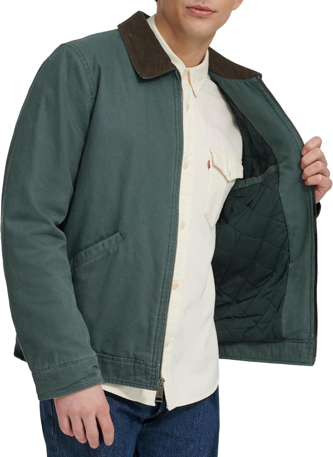 imageLevis Mens Workwear Cotton Canvas Corduroy Collar Depot JacketUrban Chic Quilt Lined