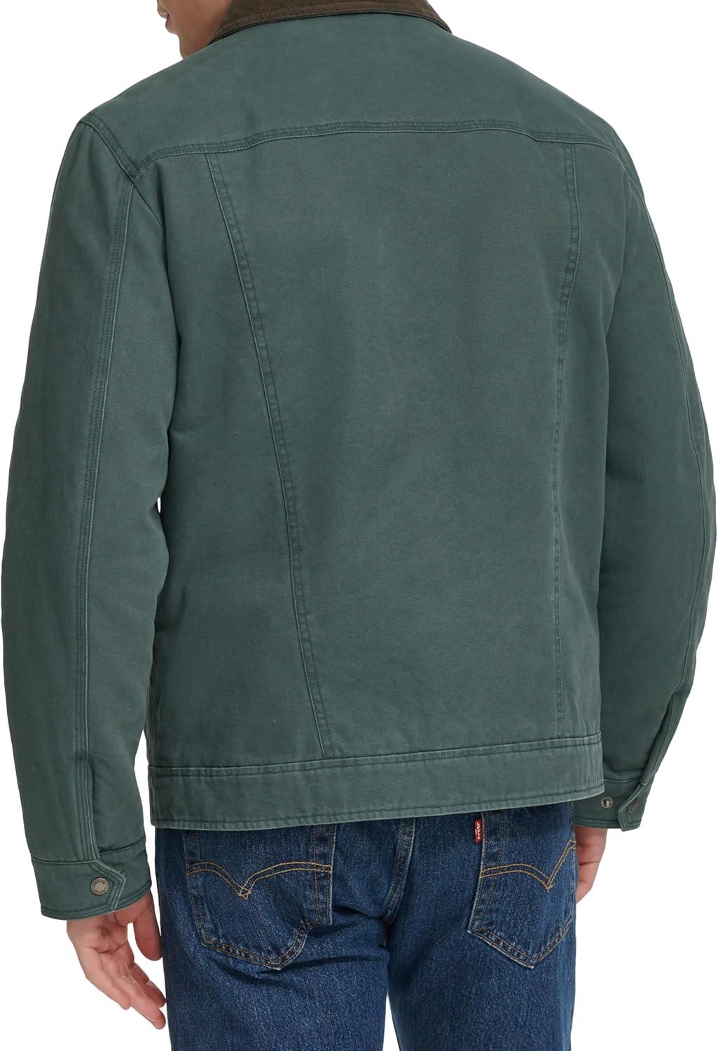 imageLevis Mens Workwear Cotton Canvas Corduroy Collar Depot JacketUrban Chic Quilt Lined