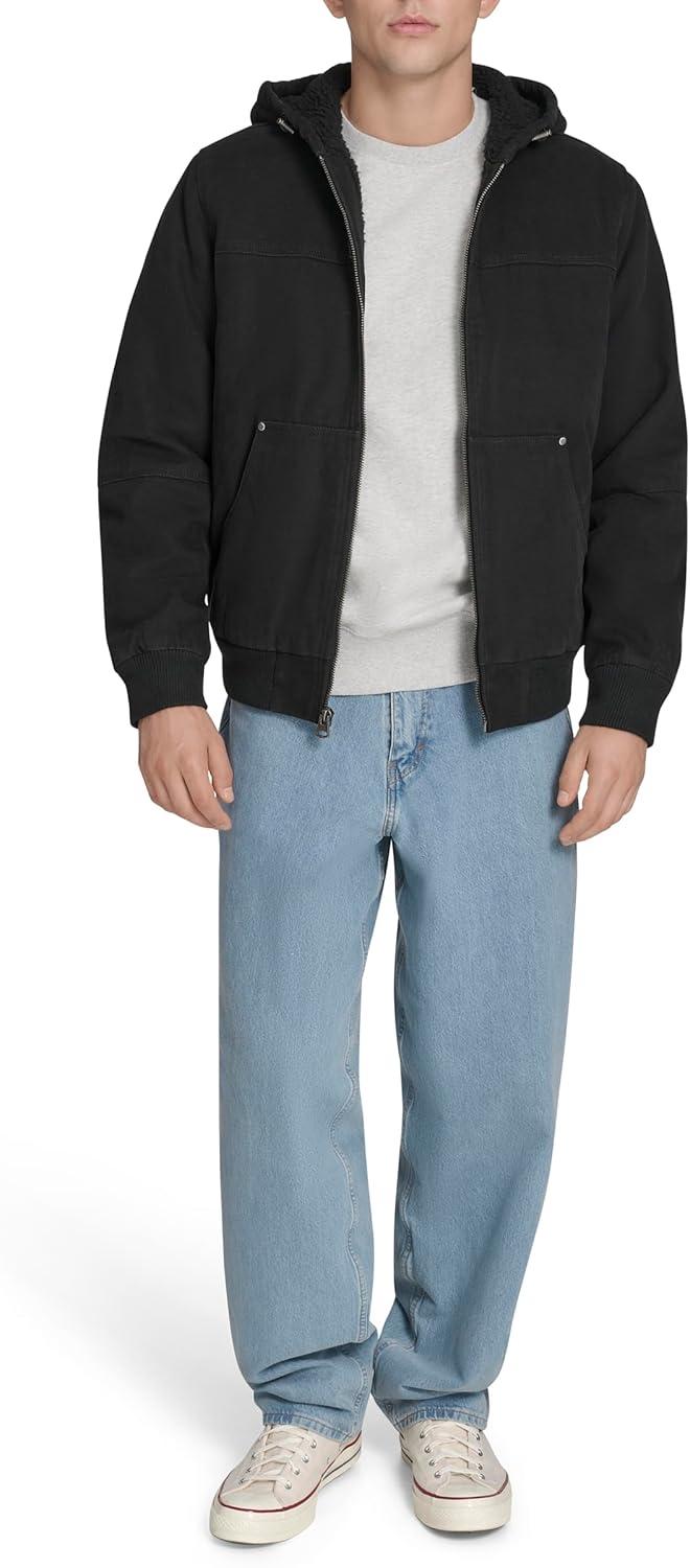 imageLevis Mens Workwear Cotton Canvas Hooded Bomber JacketBlack