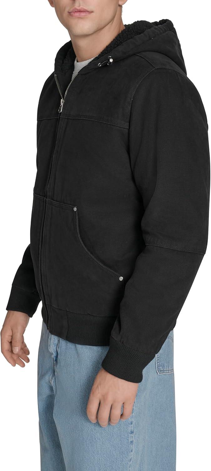 imageLevis Mens Workwear Cotton Canvas Hooded Bomber JacketBlack
