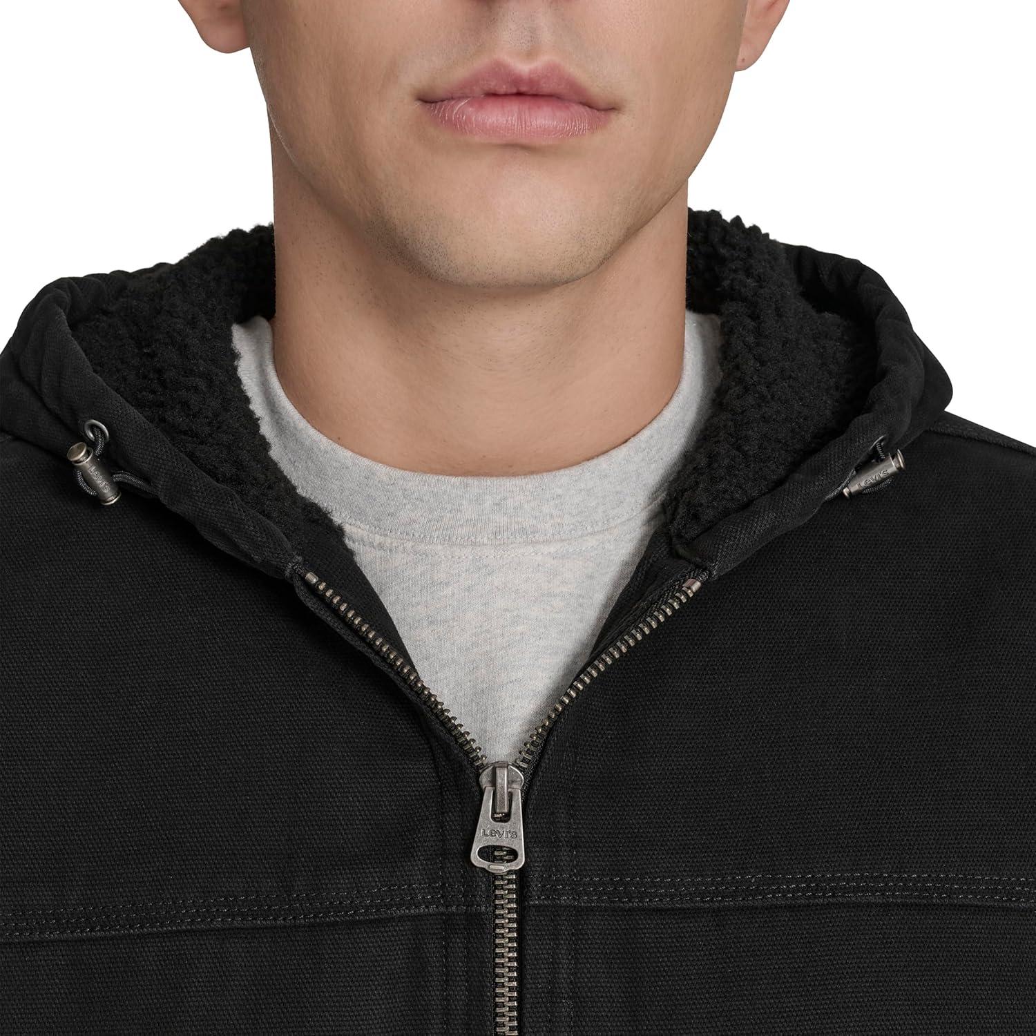 imageLevis Mens Workwear Cotton Canvas Hooded Bomber JacketBlack