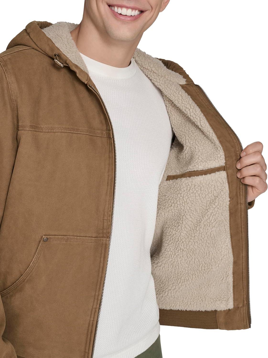 imageLevis Mens Workwear Cotton Canvas Hooded Bomber JacketBrown