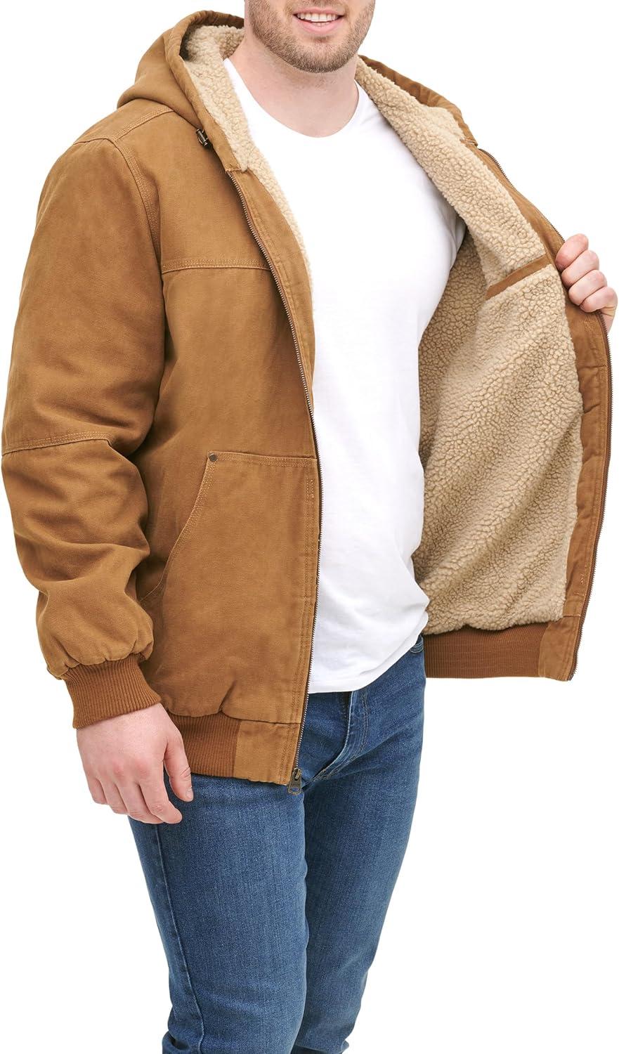 imageLevis Mens Workwear Cotton Canvas Hooded Bomber JacketBrown