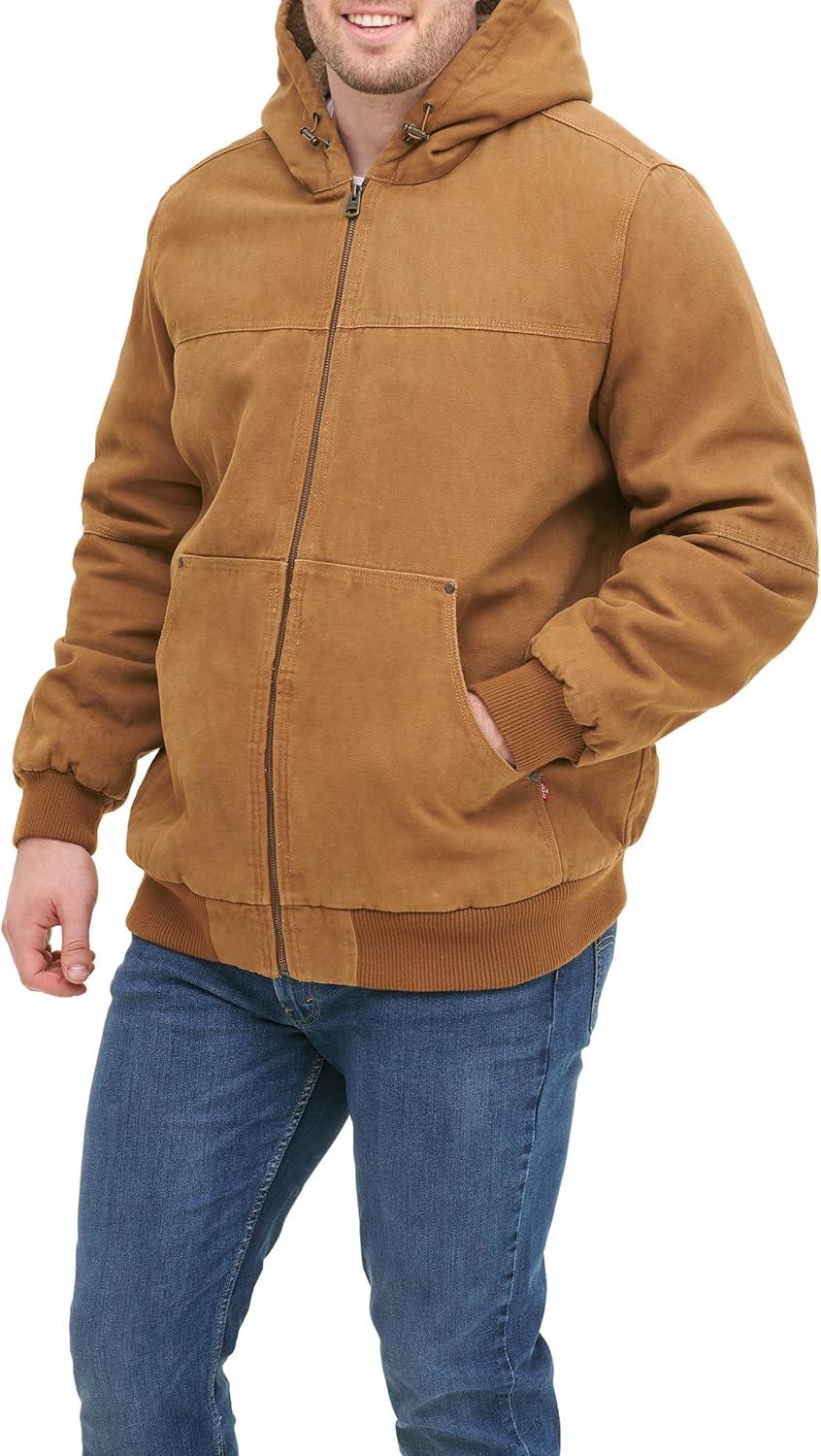 imageLevis Mens Workwear Cotton Canvas Hooded Bomber JacketBrown