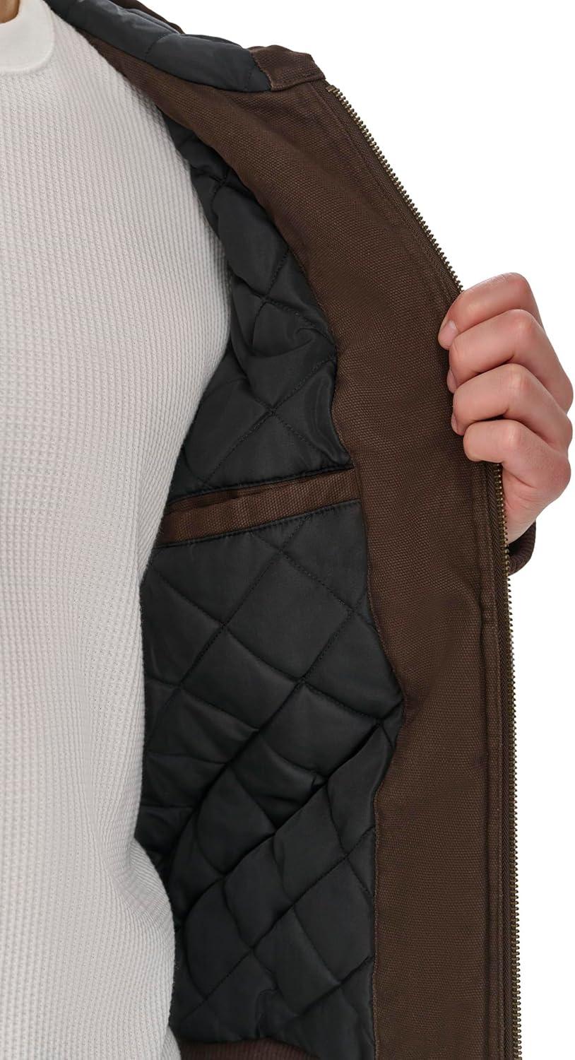 imageLevis Mens Workwear Cotton Canvas Hooded Bomber JacketChocolate Brown Quilted