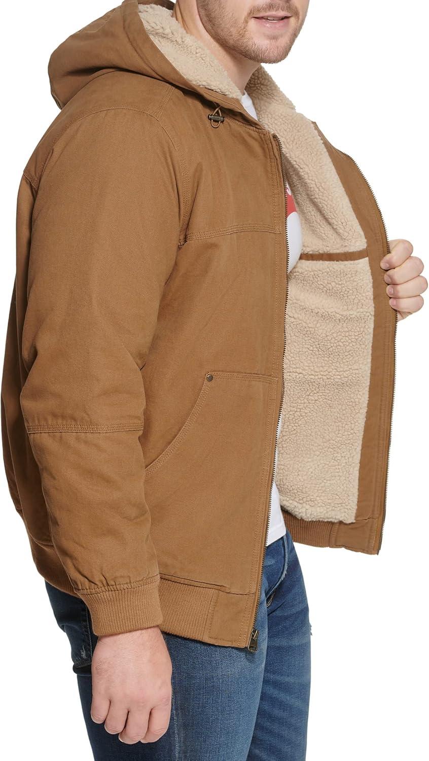 imageLevis Mens Workwear Cotton Canvas Hooded Bomber JacketDark Brown