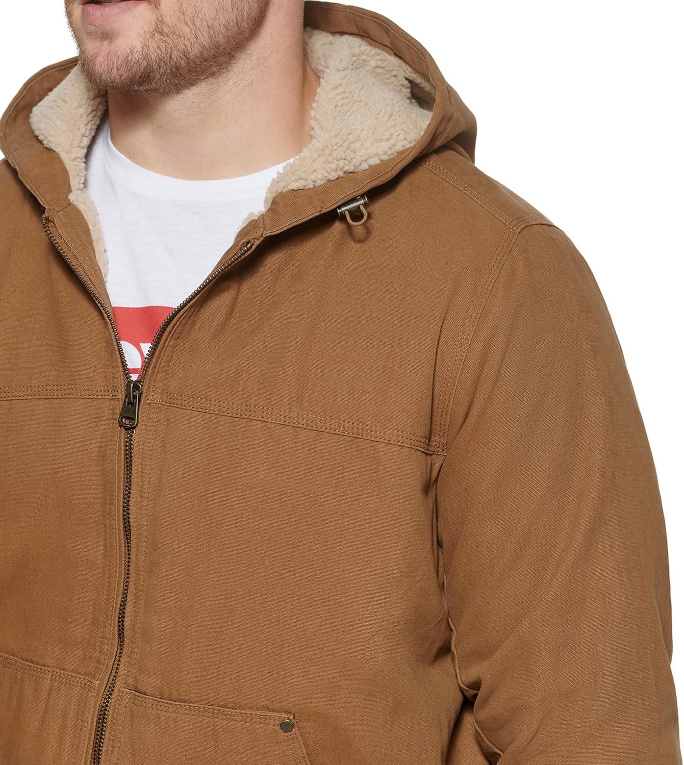 imageLevis Mens Workwear Cotton Canvas Hooded Bomber JacketDark Brown