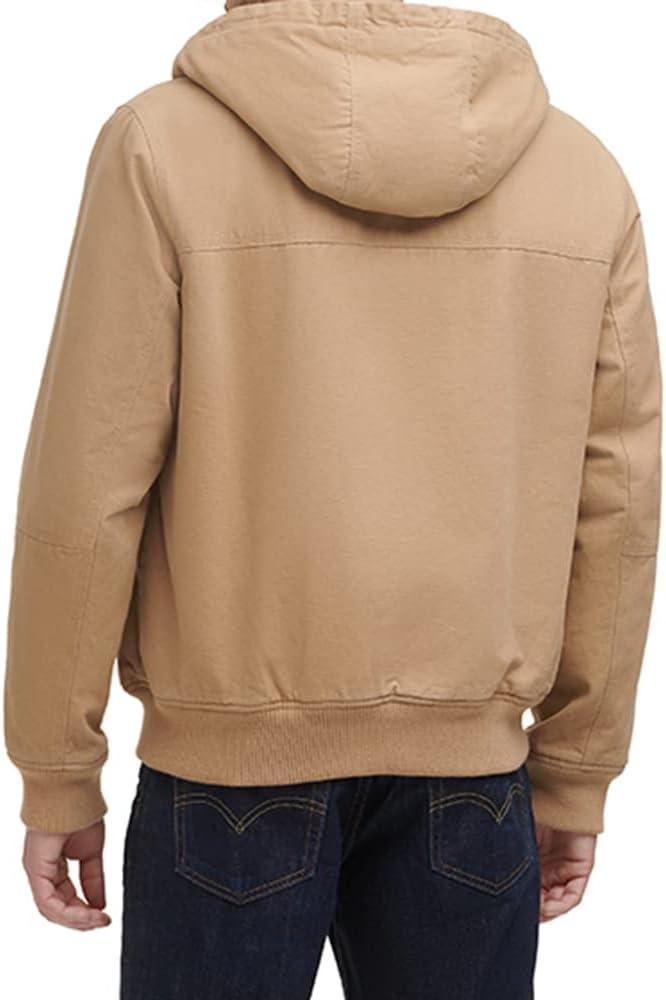 imageLevis Mens Workwear Cotton Canvas Hooded Bomber JacketLight Tan