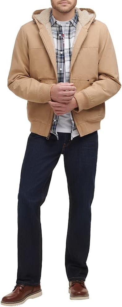 imageLevis Mens Workwear Cotton Canvas Hooded Bomber JacketLight Tan