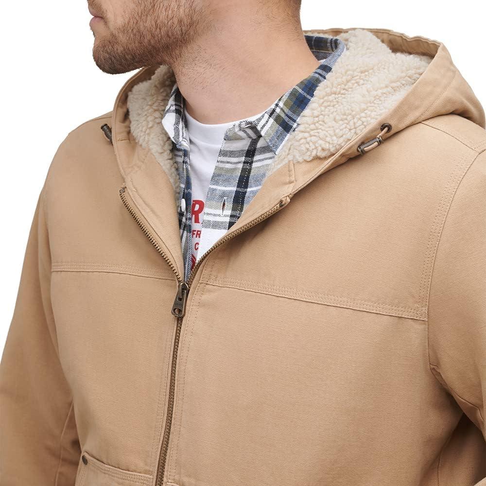 imageLevis Mens Workwear Cotton Canvas Hooded Bomber JacketLight Tan