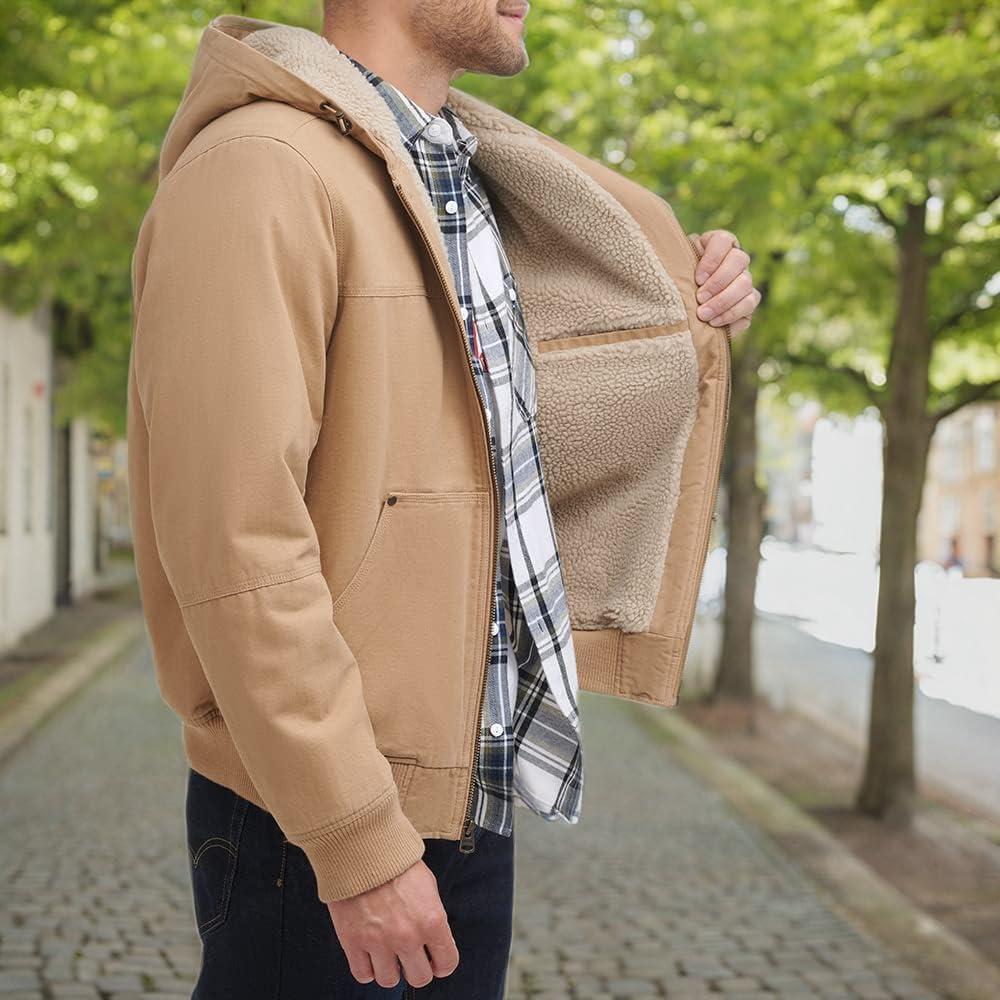 imageLevis Mens Workwear Cotton Canvas Hooded Bomber JacketLight Tan