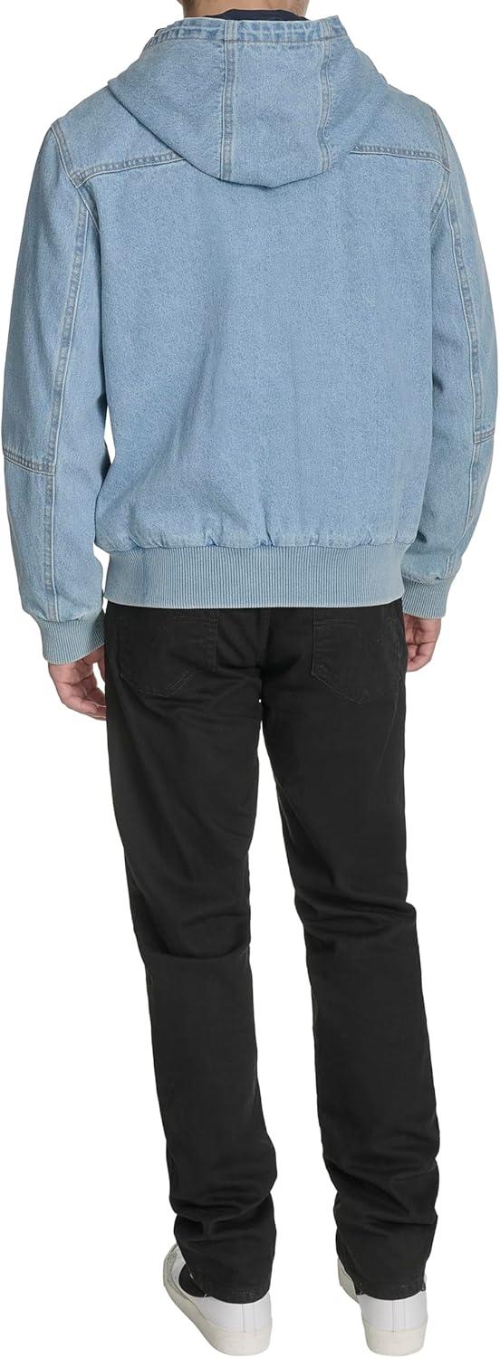 imageLevis Mens Workwear Cotton Canvas Hooded Bomber JacketLight Wash Denim Lightweight