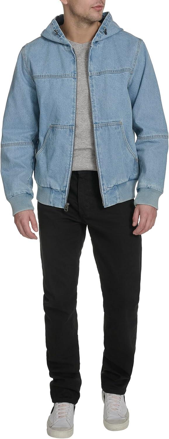imageLevis Mens Workwear Cotton Canvas Hooded Bomber JacketLight Wash Denim Lightweight
