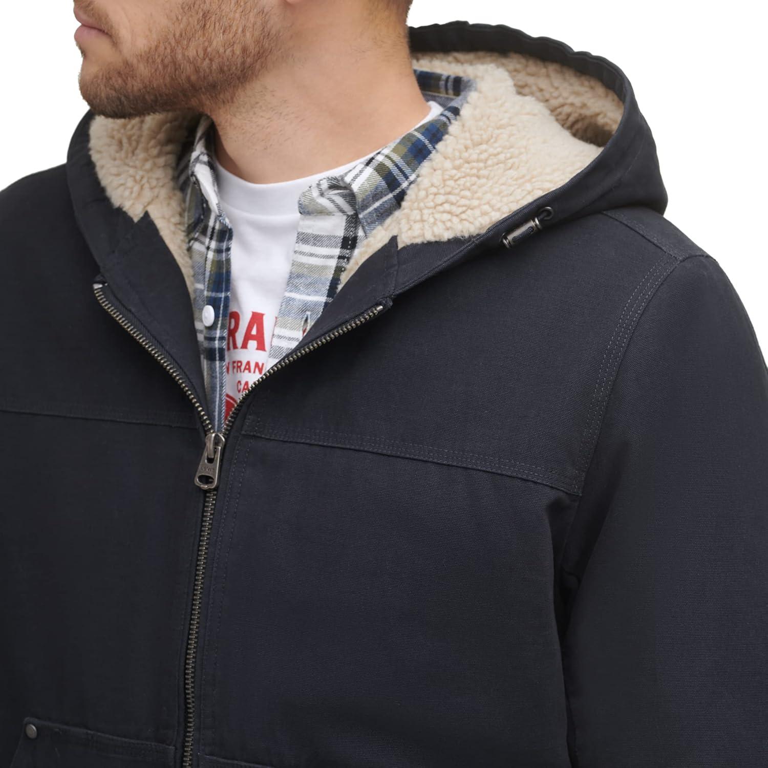 imageLevis Mens Workwear Cotton Canvas Hooded Bomber JacketNavy