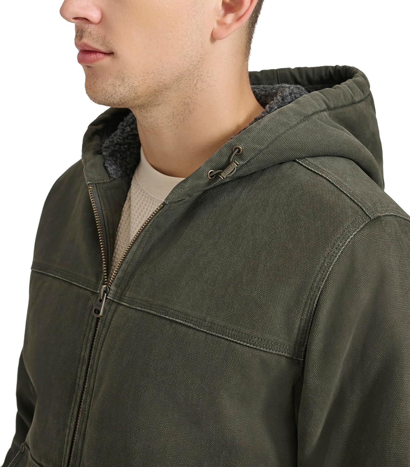 imageLevis Mens Workwear Cotton Canvas Hooded Bomber JacketOlive