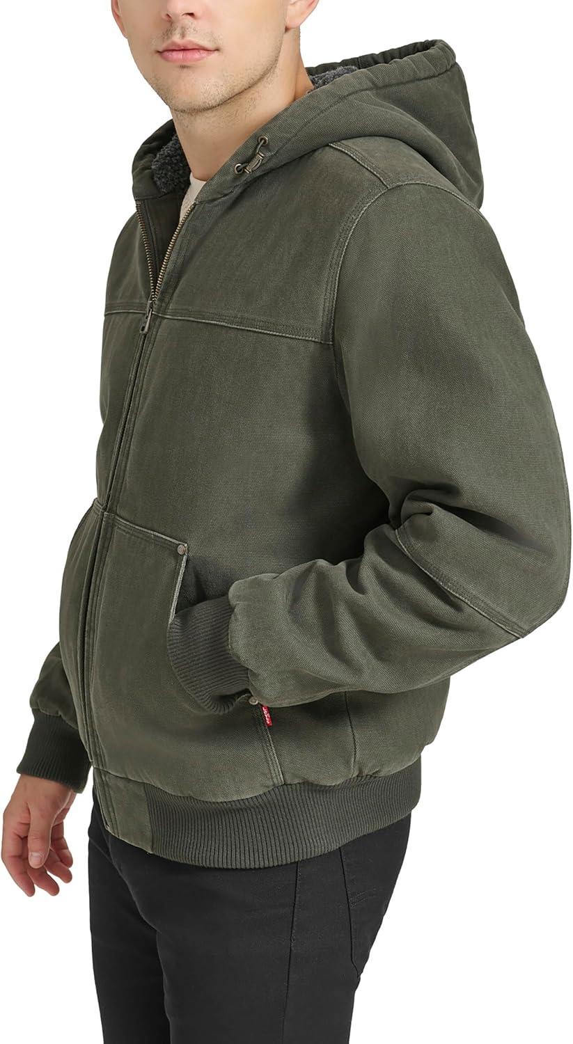 imageLevis Mens Workwear Cotton Canvas Hooded Bomber JacketOlive