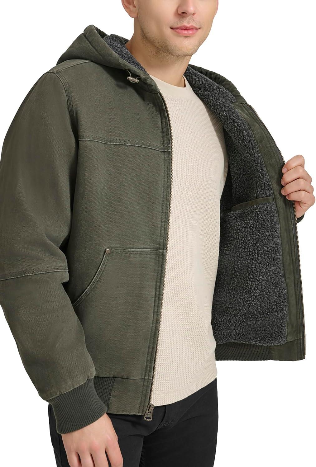 imageLevis Mens Workwear Cotton Canvas Hooded Bomber JacketOlive