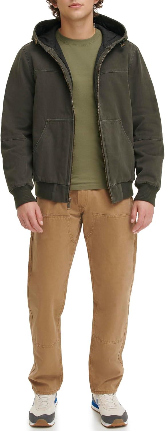 imageLevis Mens Workwear Cotton Canvas Hooded Bomber JacketOlive Quilted