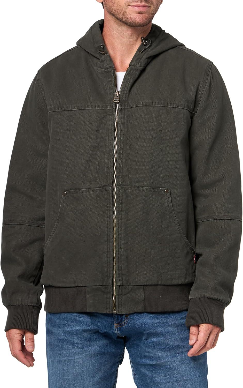 imageLevis Mens Workwear Cotton Canvas Hooded Bomber JacketOlive Quilted