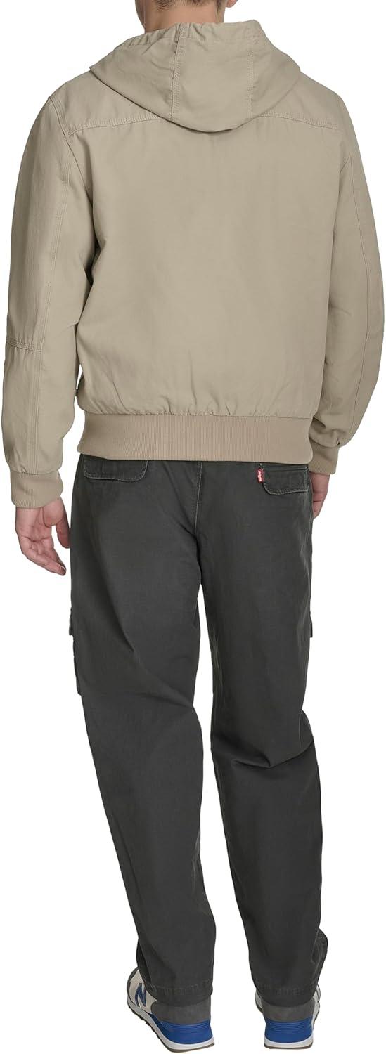 imageLevis Mens Workwear Cotton Canvas Hooded Bomber JacketStone Lightweight