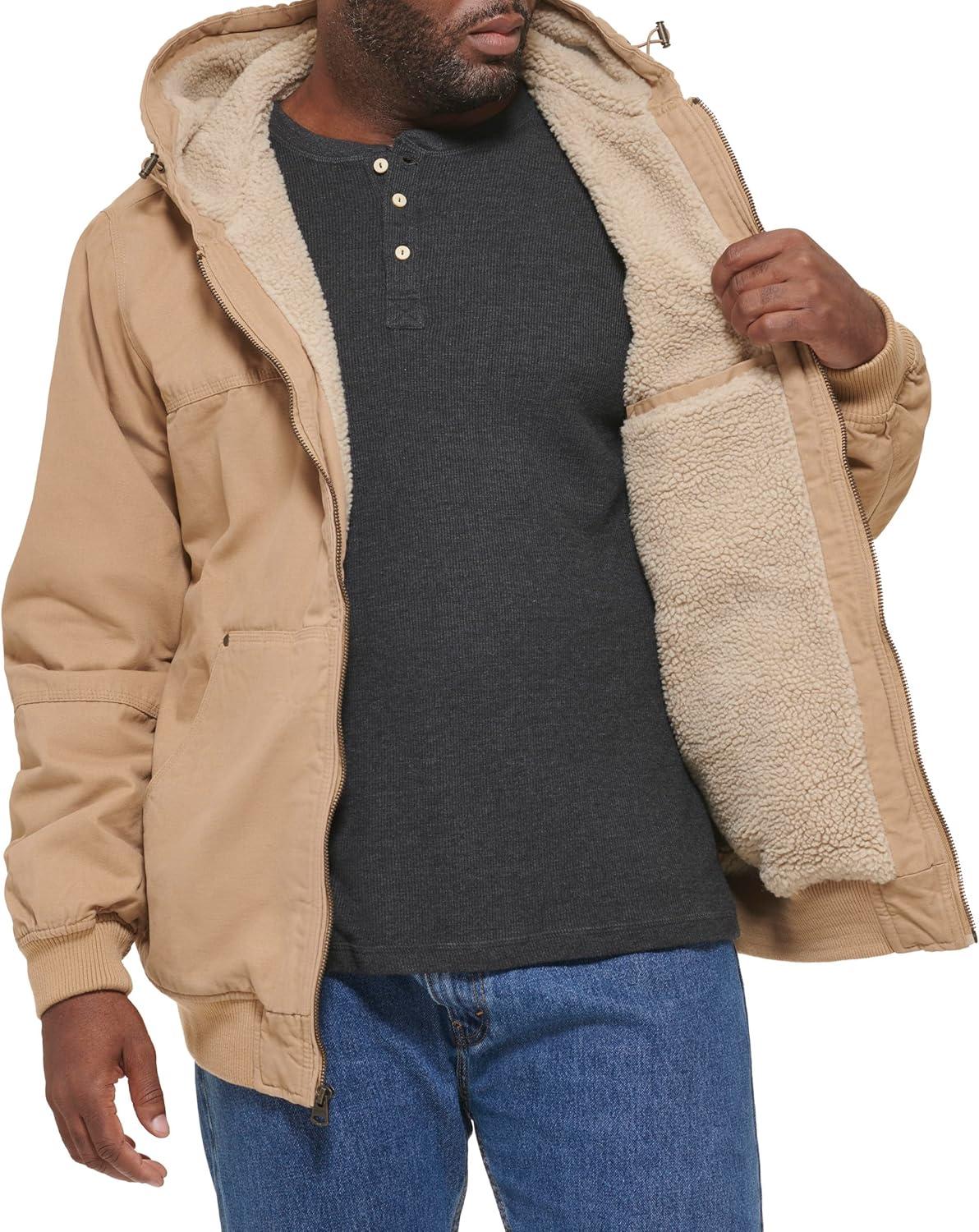 imageLevis Mens Workwear Cotton Canvas Hooded Bomber JacketTan