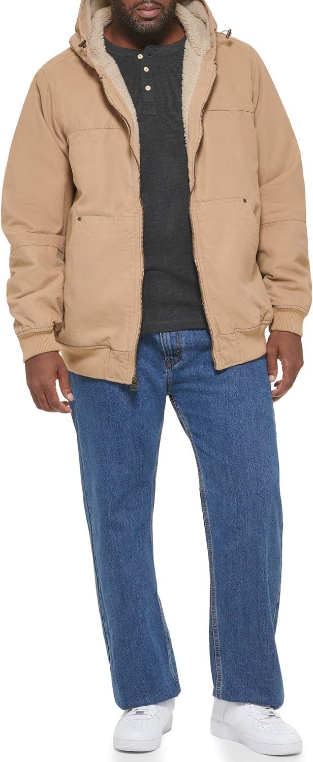 imageLevis Mens Workwear Cotton Canvas Hooded Bomber JacketTan