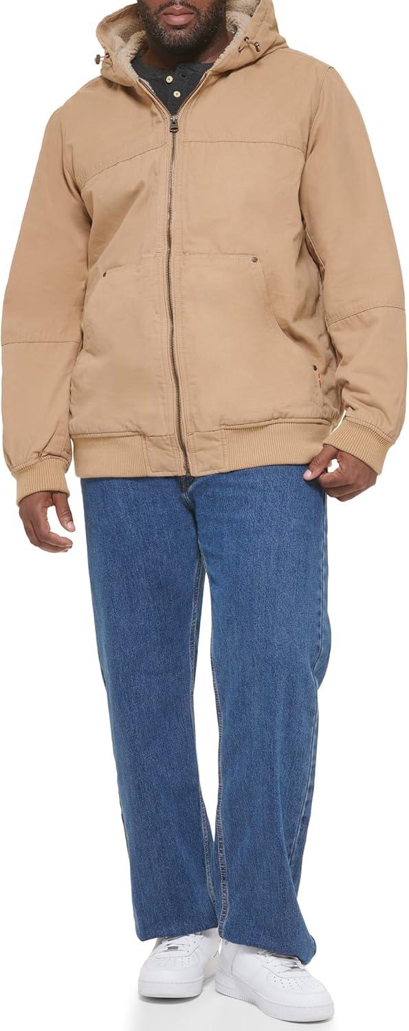 imageLevis Mens Workwear Cotton Canvas Hooded Bomber JacketTan