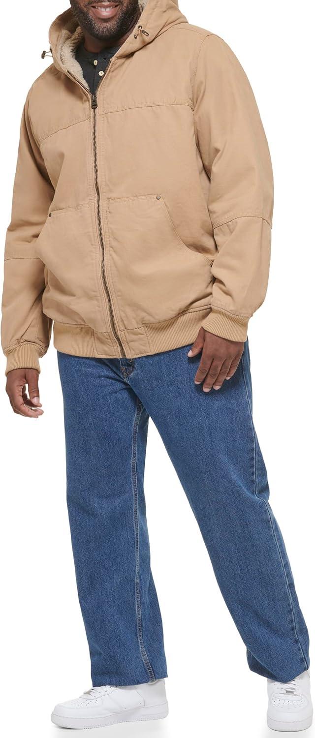 imageLevis Mens Workwear Cotton Canvas Hooded Bomber JacketTan