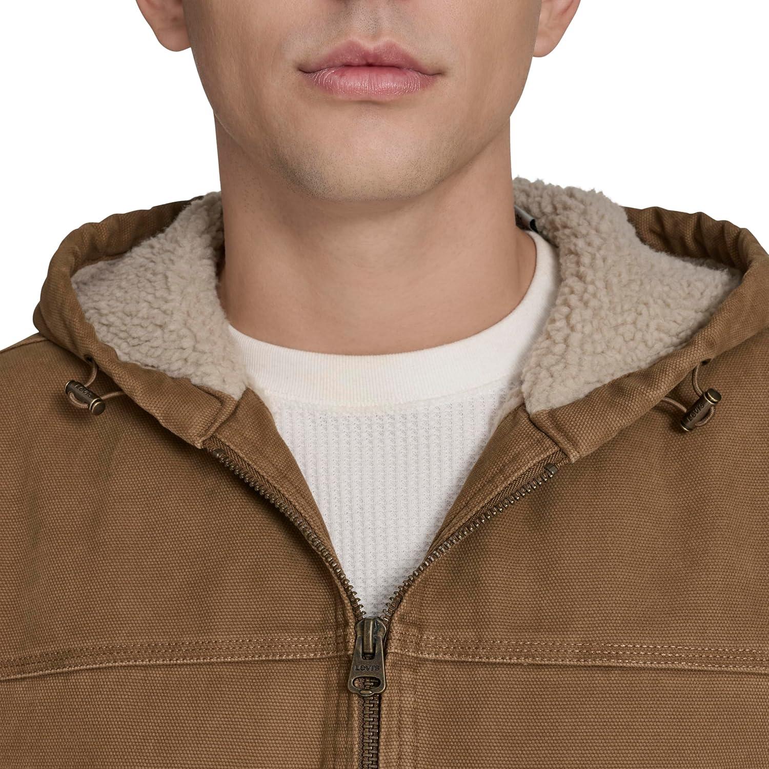 imageLevis Mens Workwear Cotton Canvas Hooded Bomber JacketWorker Brown 2