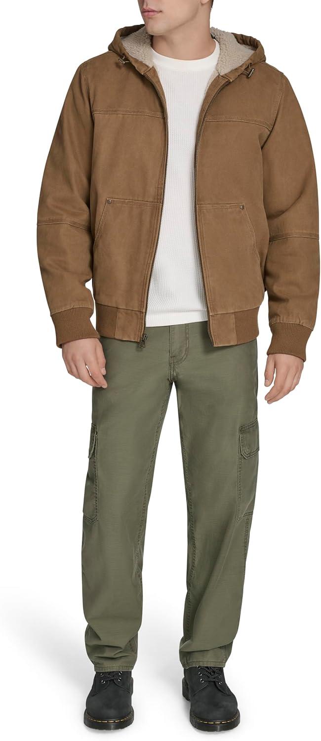 imageLevis Mens Workwear Cotton Canvas Hooded Bomber JacketWorker Brown 2