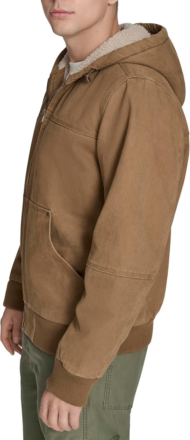 imageLevis Mens Workwear Cotton Canvas Hooded Bomber JacketWorker Brown 2