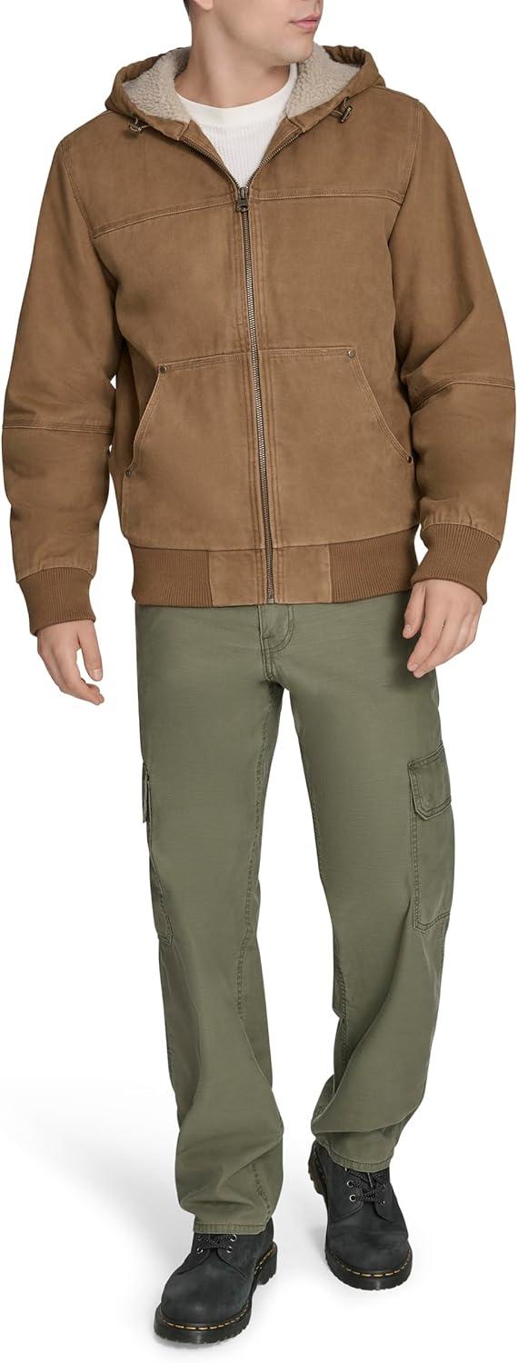 imageLevis Mens Workwear Cotton Canvas Hooded Bomber JacketWorker Brown 2
