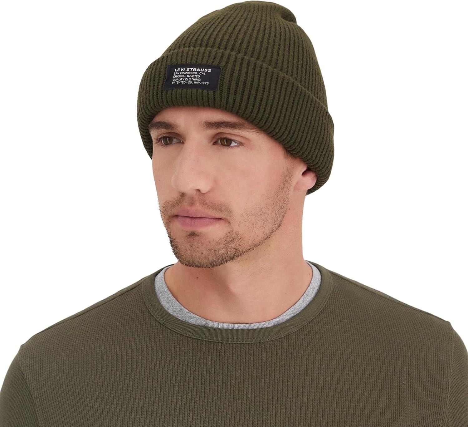 imageLevis Unisex Adult Knit Cuffed All Season Beanie HatRibbed Olive