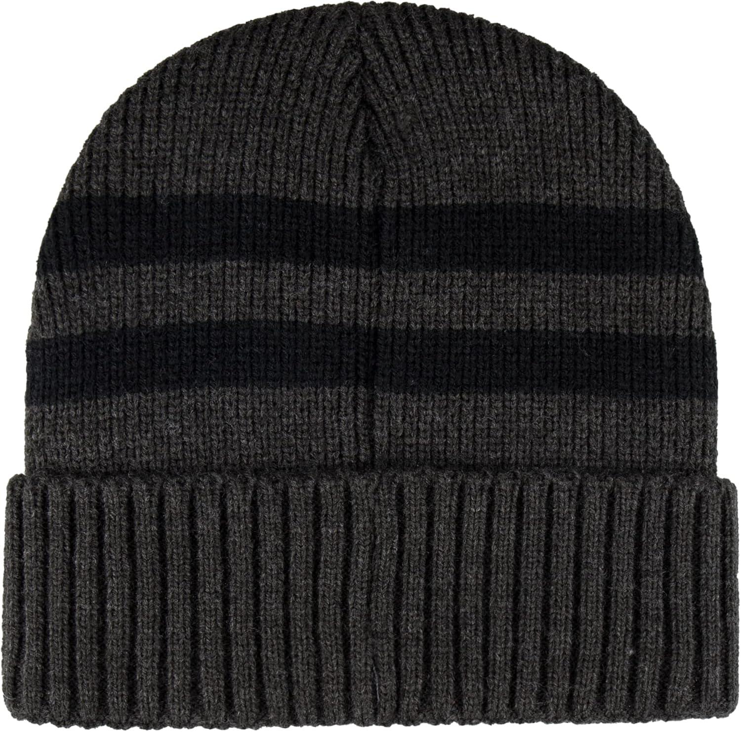 imageLevis Unisex Adult Knit Cuffed All Season Beanie HatStriped Charcoal