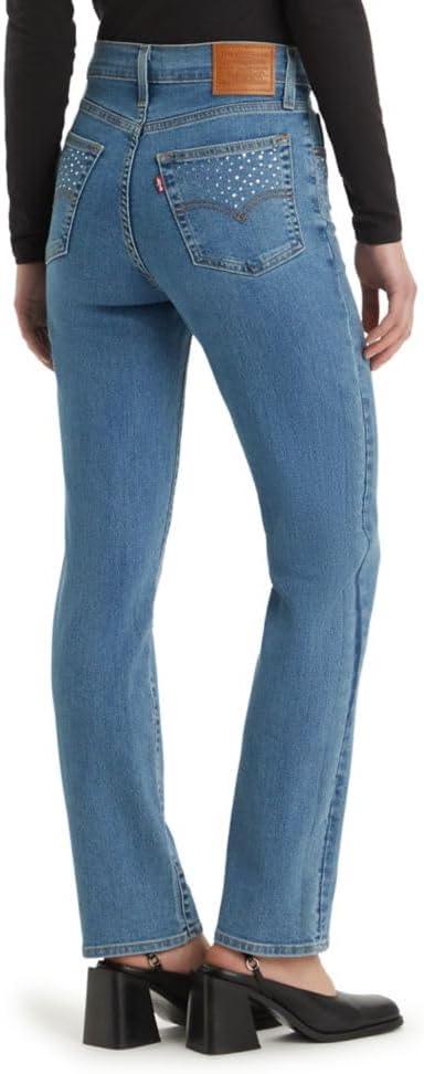 imageLevis Womens 724 High Rise Straight JeansCamp Denim Rhinestone