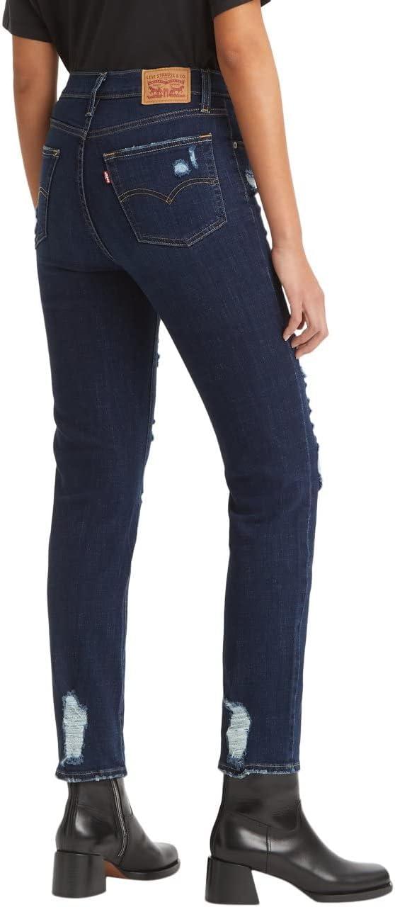 imageLevis Womens 724 High Rise Straight JeansDark Indigo Destructed